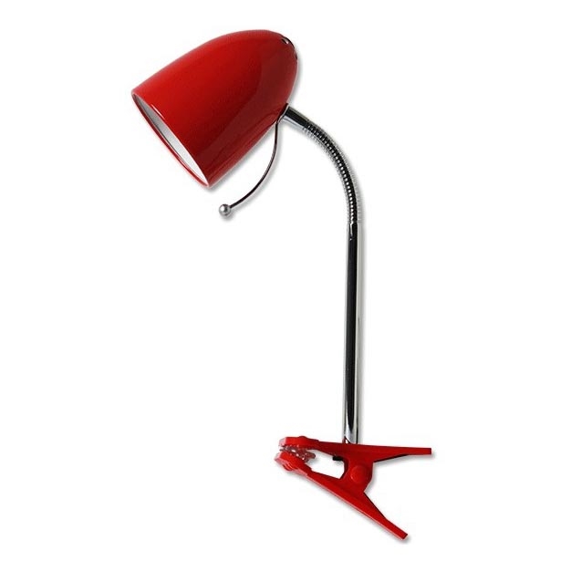 Aigostar - Lampa stołowa z klipsem 1xE27/11W/230V czerwony/chrom błyszczący