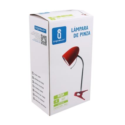 Aigostar - Lampa stołowa z klipsem 1xE27/11W/230V czerwony/chrom błyszczący