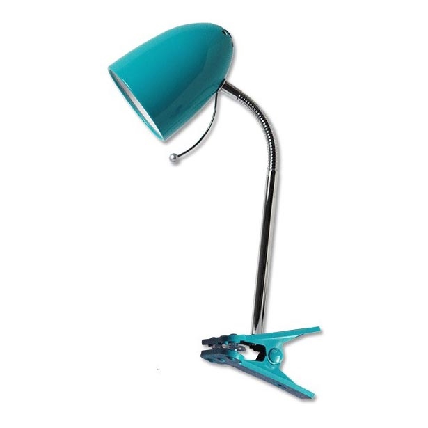 Aigostar -  Lampa stołowa z klipsem 1xE27/11W/230V niebieski/chrom błyszczący
