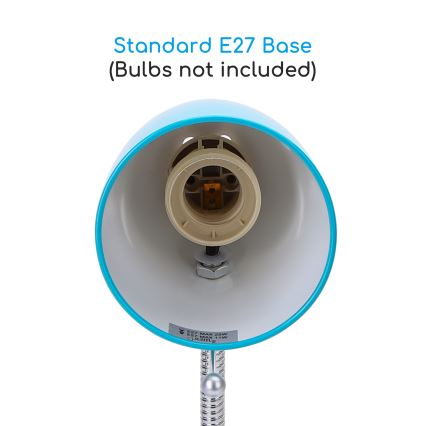 Aigostar -  Lampa stołowa z klipsem 1xE27/11W/230V niebieski/chrom błyszczący