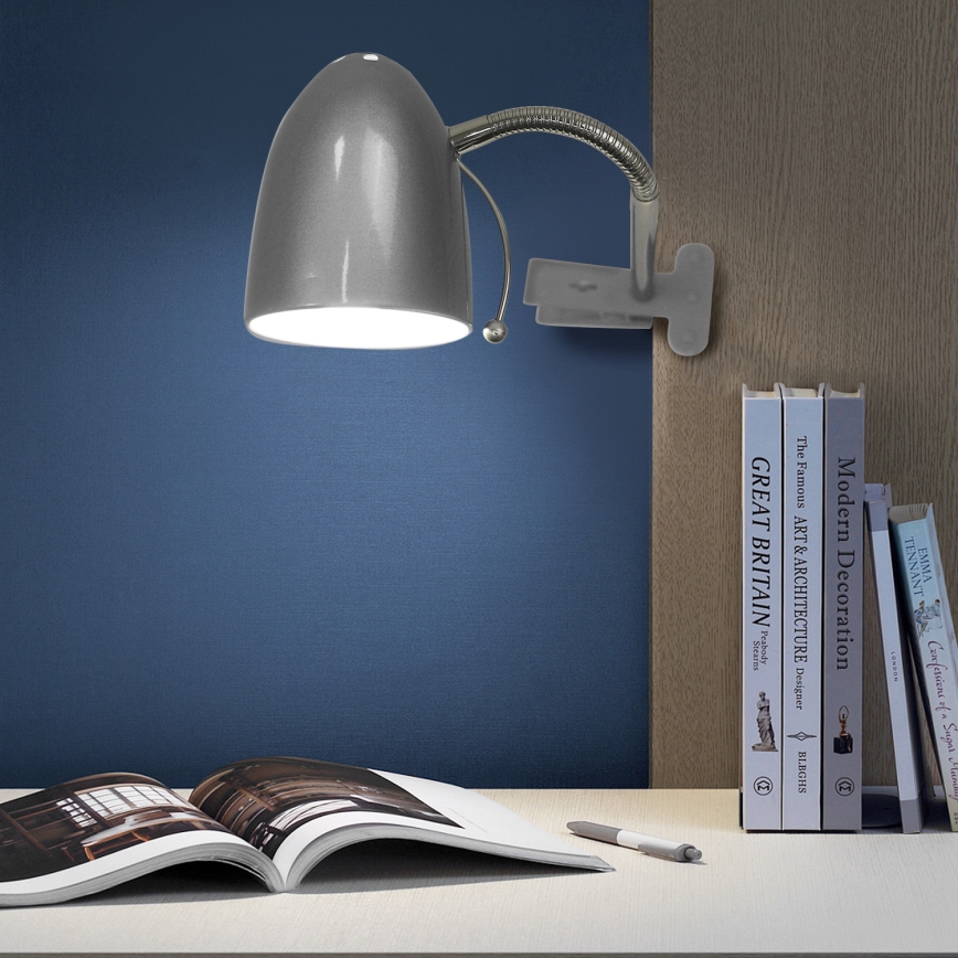 Aigostar -  Lampa stołowa z klipsem 1xE27/11W/230V srebrny/chrom błyszczący