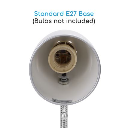 Aigostar -  Lampa stołowa z klipsem 1xE27/11W/230V srebrny/chrom błyszczący