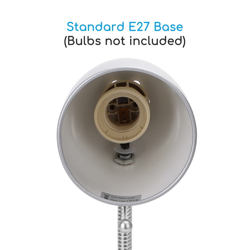 Aigostar -  Lampa stołowa z klipsem 1xE27/11W/230V srebrny/chrom błyszczący