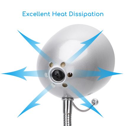 Aigostar -  Lampa stołowa z klipsem 1xE27/11W/230V srebrny/chrom błyszczący