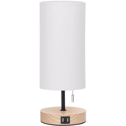 Aigostar - Lampa stołowa z portem USB 1xE27/40W/230V beżowy