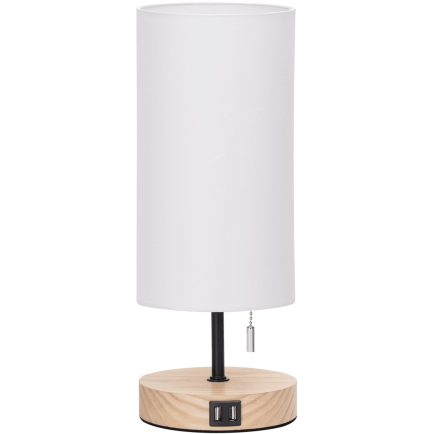 Aigostar - Lampa stołowa z portem USB 1xE27/40W/230V beżowy
