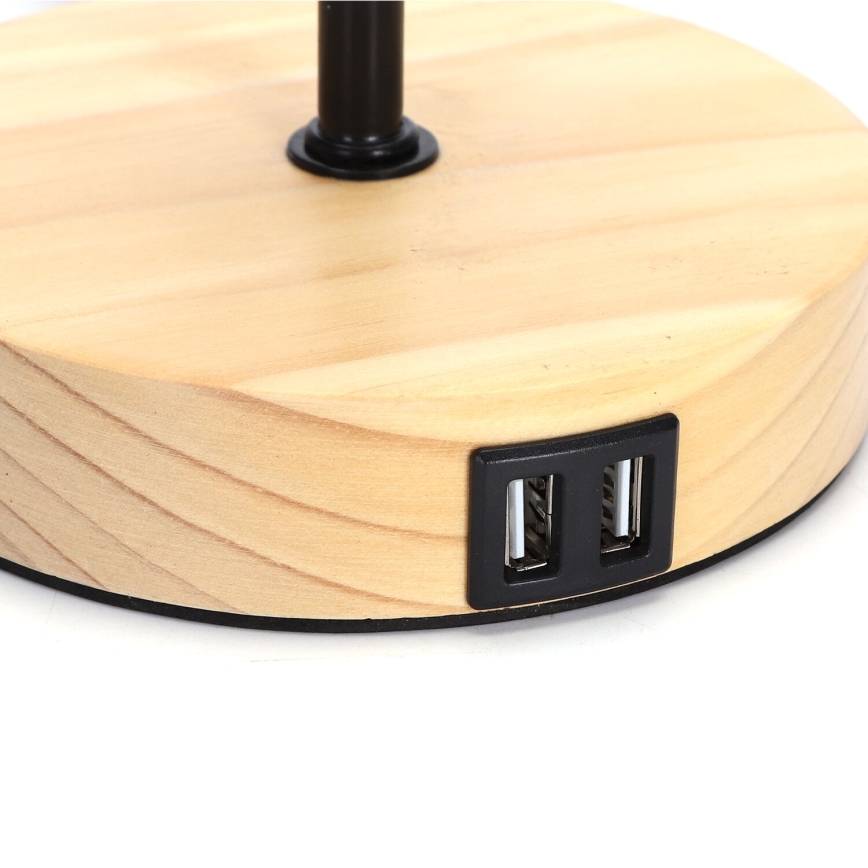 Aigostar - Lampa stołowa z portem USB 1xE27/40W/230V beżowy