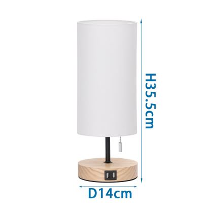 Aigostar - Lampa stołowa z portem USB 1xE27/40W/230V beżowy