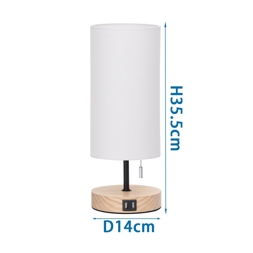Aigostar - Lampa stołowa z portem USB 1xE27/40W/230V beżowy