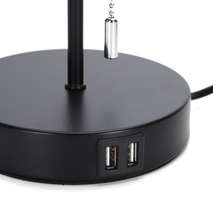 Aigostar - Lampa stołowa z portem USB 1xE27/40W/230V czarny