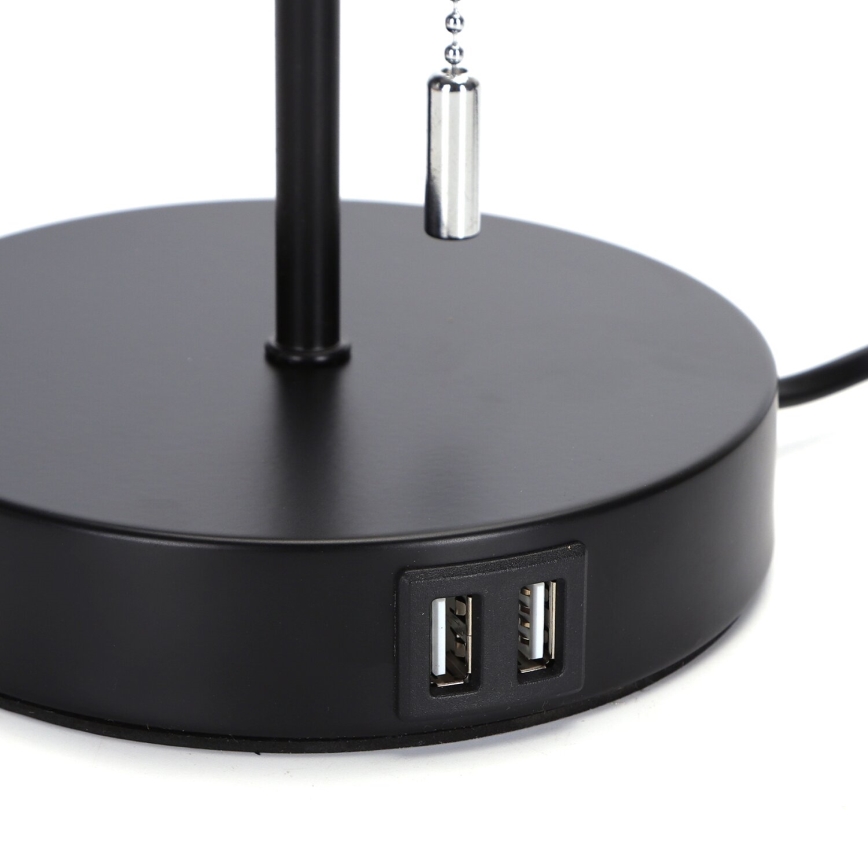 Aigostar - Lampa stołowa z portem USB 1xE27/40W/230V czarny
