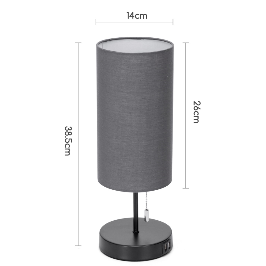 Aigostar - Lampa stołowa z portem USB 1xE27/40W/230V czarny