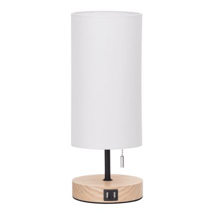 Aigostar - Lampa stołowa z portem USB 1xE27/40W/230V beżowa