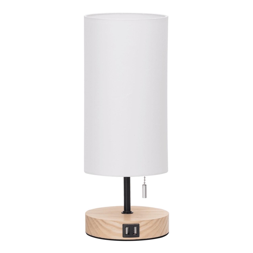 Aigostar - Lampa stołowa z portem USB 1xE27/40W/230V beżowa