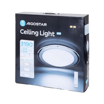 Aigostar - Ściemnialna lampa sufitowa LED 30W 230V 2700-6500K o średnicy 42,9 cm chrom + zdalne sterowanie