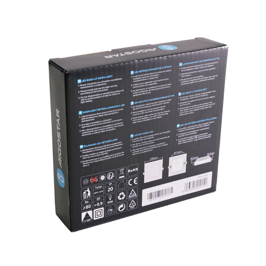 Aigostar - lampa sufitowa LED 6W 230V 3000K 12x12 cm biała