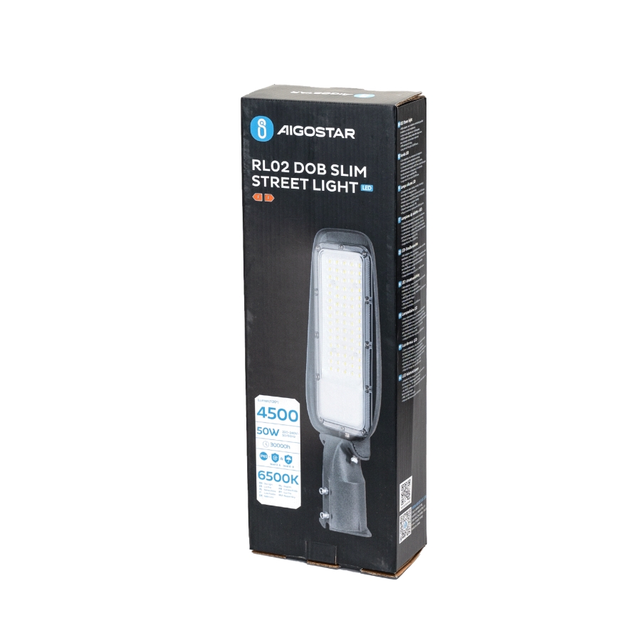 Aigostar - Lampa uliczna LED SLIM/50W/230V 6500K IP65