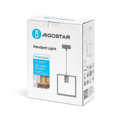 Aigostar - Lampa wisząca na lince 1xE27/60W/230V beżowa