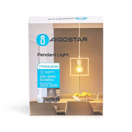 Aigostar - Lampa wisząca na lince 1xE27/60W/230V beżowa