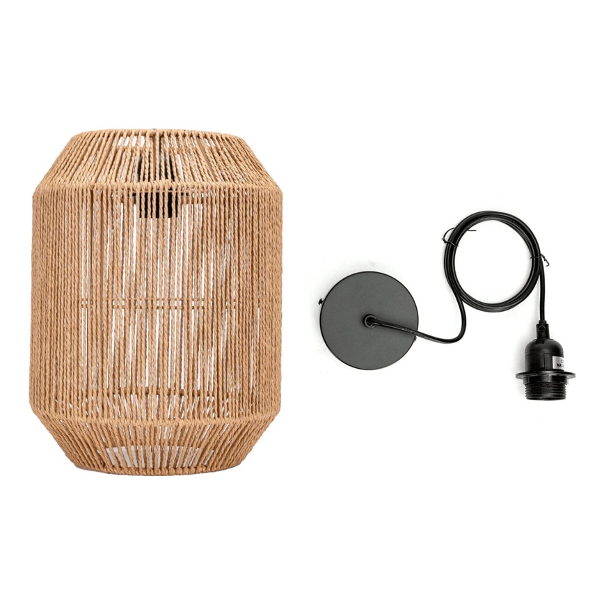 Aigostar - Lampa wisząca na lince 1xE27/60W/230V beżowa śr. 23 cm
