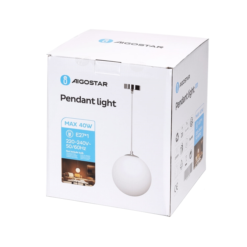 Aigostar - Lampa wisząca na przewodzie 1xE27/40W/230V śr. 20 cm