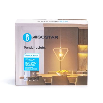 Aigostar - Lampa wisząca na przewodzie 1xE27/60W/230V beżowa