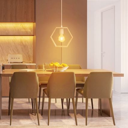 Aigostar - Lampa wisząca na przewodzie 1xE27/60W/230V beżowa