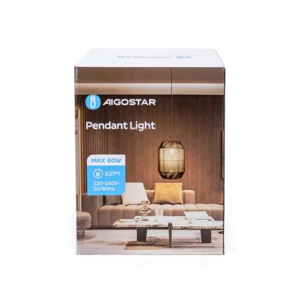 Aigostar - Lampa wisząca na przewodzie 1xE27/60W/230V czarna śr. 23 cm