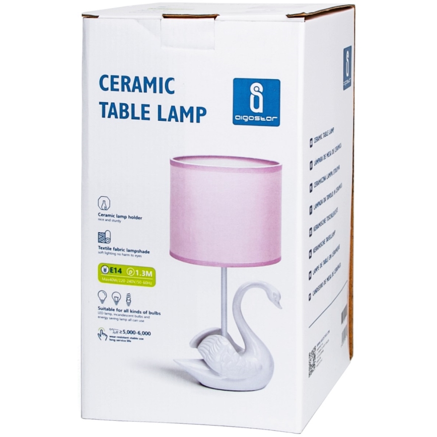 Aigostar - Lampka dziecięca 1xE14/40W/230V łabądź biała