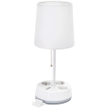 Aigostar - Lampka stołowa z gniazdkami i portami USB 1xE27/60W/230V biała