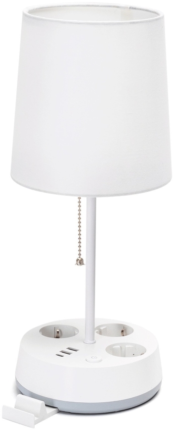 Aigostar - Lampka stołowa z gniazdkami i portami USB 1xE27/60W/230V biała