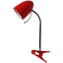 Aigostar - Lampka stołowa z klipsem 1xE27/36W/230V czerwona/chrom