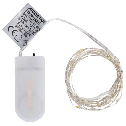 Aigostar - Lampki świąteczne LED 20 diod/2xCR2032 2m wielokolorowe