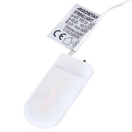 Aigostar - Lampki świąteczne LED 20 diod/2xCR2032 2m wielokolorowe