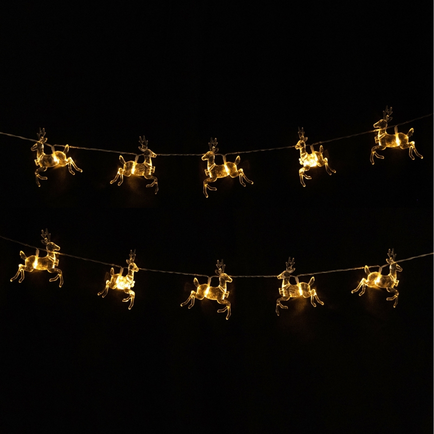 Aigostar - łańcuch LED 10xLED/3xAA 1,5m ciepłe białe światło z jelenkami