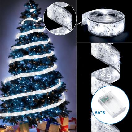 Aigostar - łańcuch LED 50xLED/3xAA, 5 m, ciepła biel, srebrny