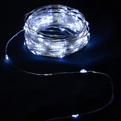 Aigostar - Girlanda LED zewnętrzna 50xLED/3xAA IP44 5,3 m zimna biel
