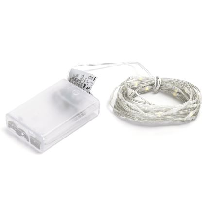 Aigostar - łańcuch LED 50xLED/3xAA 5,3m zimne białe światło