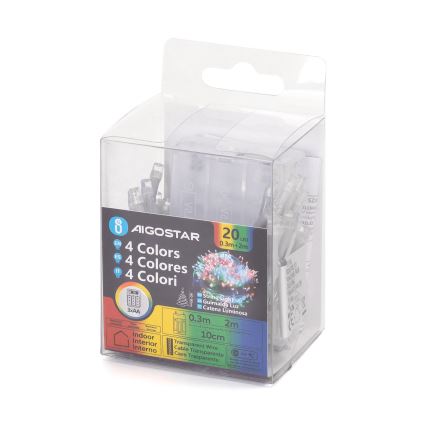 Aigostar - Łańcuch świąteczny LED 20xLED/3xAA 2,3m wielokolorowy