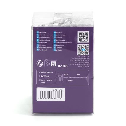 Aigostar - łańcuch świetlny LED, 100 diod LED / zasilanie 3x AA, 10,3 m, wielokolorowy