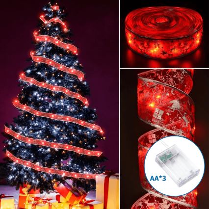 Aigostar - Girlanda świetlna LED 100xLED/3xAA 10 m, ciepła biała / czerwona