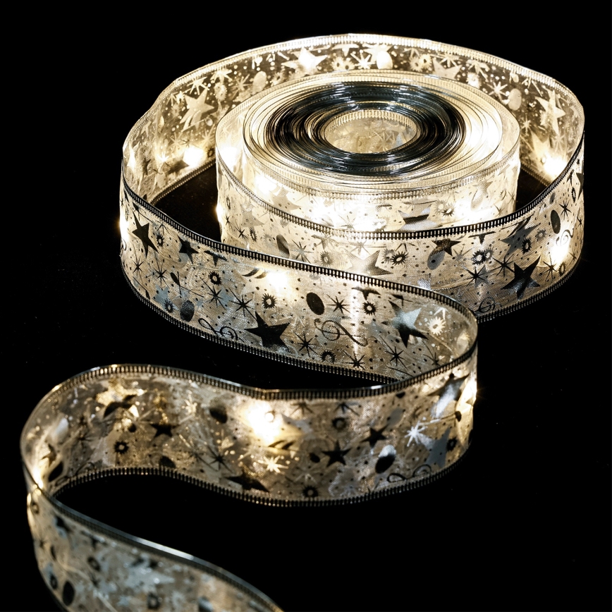 Aigostar - Girlanda LED, 100 diod LED, zasilanie 3xAA, 10 m, ciepła biel, srebrna