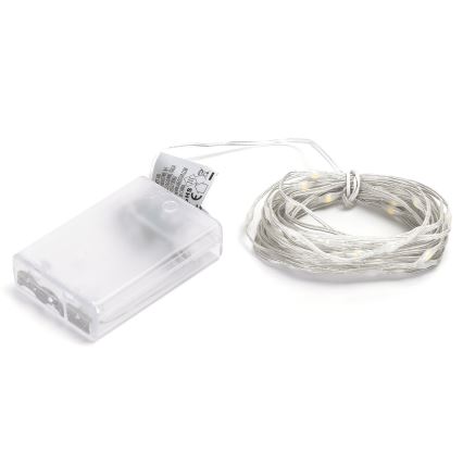 Aigostar - łańcuch świetlny LED, 50 diod/3×AA, długość 5,3 m, ciepła biała