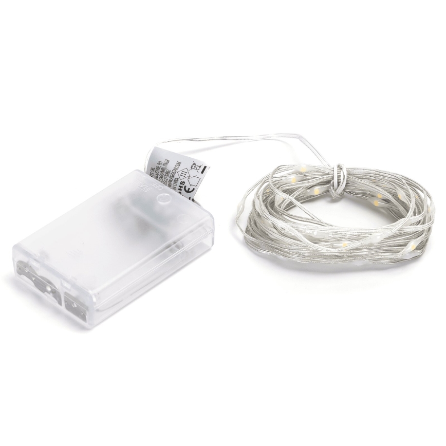 Aigostar - łańcuch świetlny LED, 50 diod/3×AA, długość 5,3 m, ciepła biała