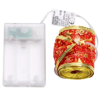 Aigostar - łańcuch świetlny LED 50 diod, 5 m, zasilanie 3×AA, ciepła biała / czerwona