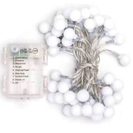 Aigostar - Łańcuch świetlny zewnętrzny LED 50xLED/3xAA/8 funkcji 5,3 m IP44 zimne białe światło
