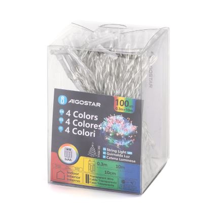 Aigostar - Łańcuch świetlny LED na Boże Narodzenie 100xLED/3xAA 10,3m wielokolorowy
