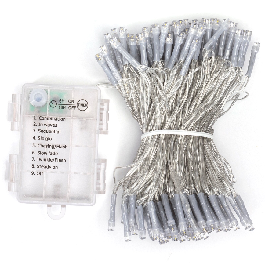 Aigostar - LED Zewnętrzny łańcuch świąteczny 150xLED/8 funkcji 3xAA 15,3m IP44 ciepła biel