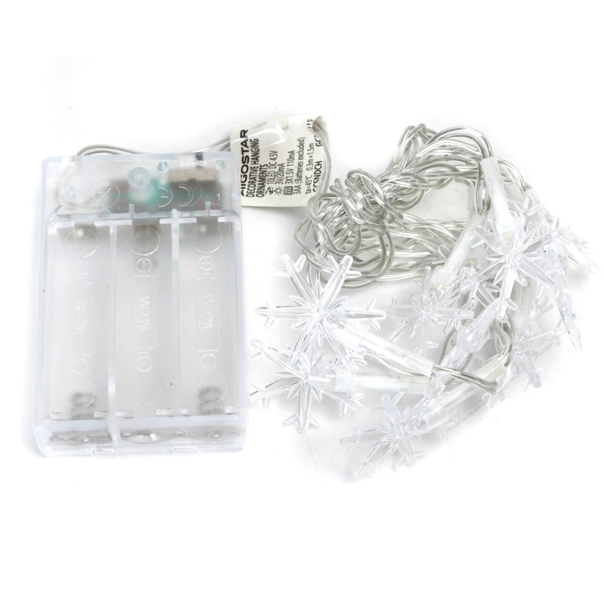 Aigostar - LED Łańcuch świąteczny 20xLED/3xAA 3,3m płatki śniegu