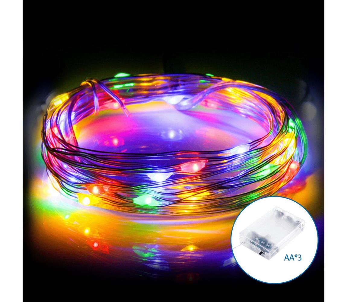 - LED Łańcuch bożonarodzeniowy 50xLED/3xAA 5,3m wielobarwny